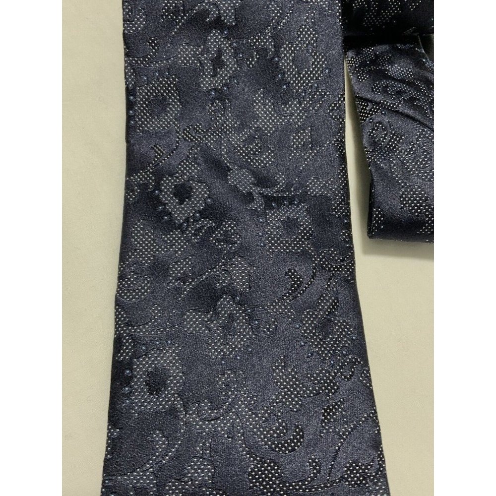 ERMENGILDO ZEGNA Blue Geometric Floral Silk Tie ITALY 60"/ 3.5" EC - Picture 3 of 4